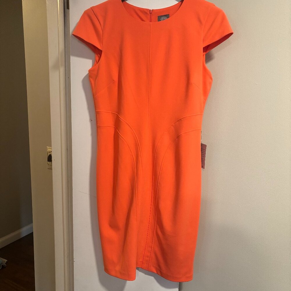 Vince Camuto Cap sleeve sheath Coral color dress Size 14